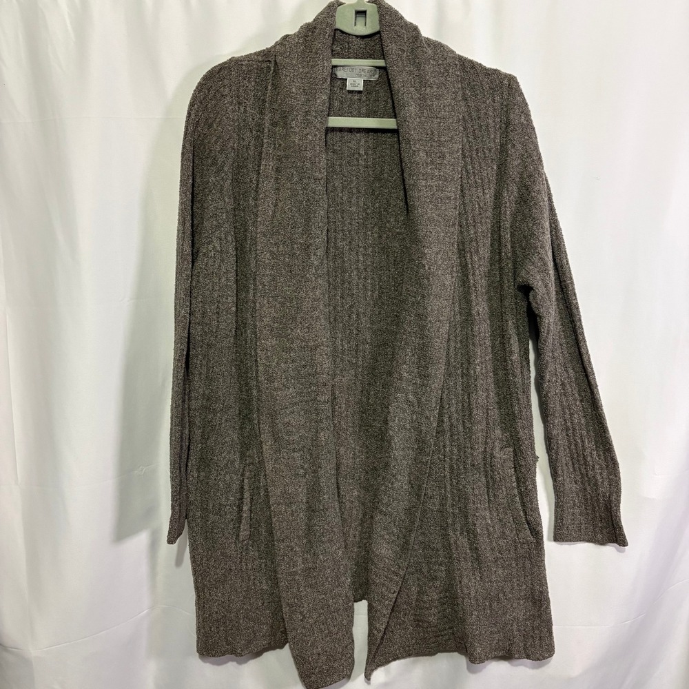 Barefoot Dreams CozyChic Lite Montecito Cardigan XL Gray Open Front Sweater